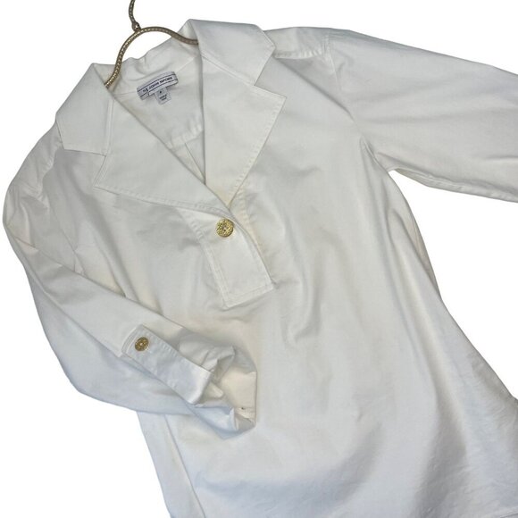 ST. John Sport Tunic Blouse White Convertible Sleeves Gold Button Detail SMALL - Picture 6 of 9